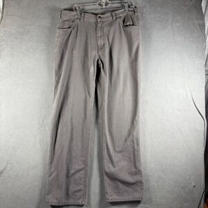 Bills Khakis Mens Charcoal Gray Canvas Straight Leg Workwear Pants 38x32